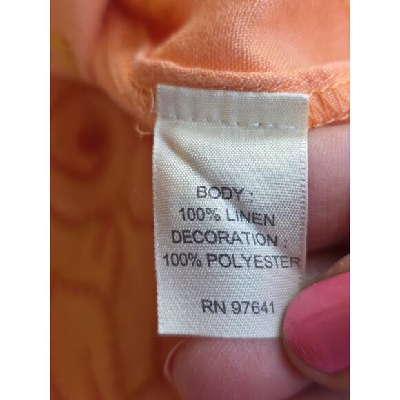 J. Jill Women's Medium 100% Linen Embroidered Tunic Top Peach 3 Quarter Sleeve - Picture 9 of 16